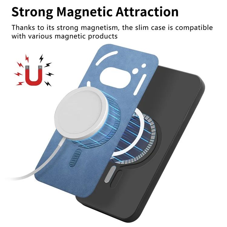 For Nothing Phone (2a) Plus / Phone (2a) Leather Back Case Compatible with MagSafe Skin-Touch Phone Cover - Purple