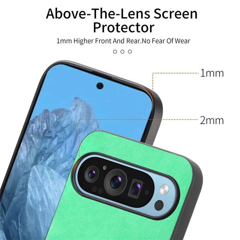 For Google Pixel 9 Pro  /  Pixel 9 Leather Back Case Compatible with MagSafe Skin-Touch Phone Cover - Green