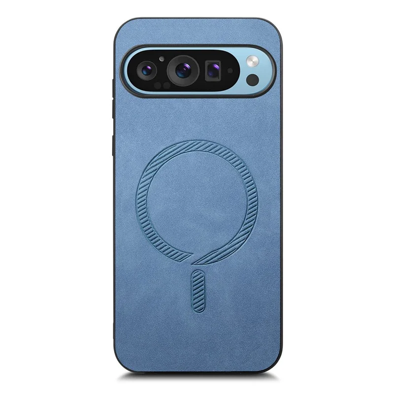 For Google Pixel 9 Pro  /  Pixel 9 Leather Back Case Magnetic Case Skin-touch Phone Cover - Blue