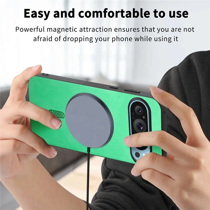 For Google Pixel 9 Pro  /  Pixel 9 Leather Back Case Magnetic Case Skin-touch Phone Cover - Blue