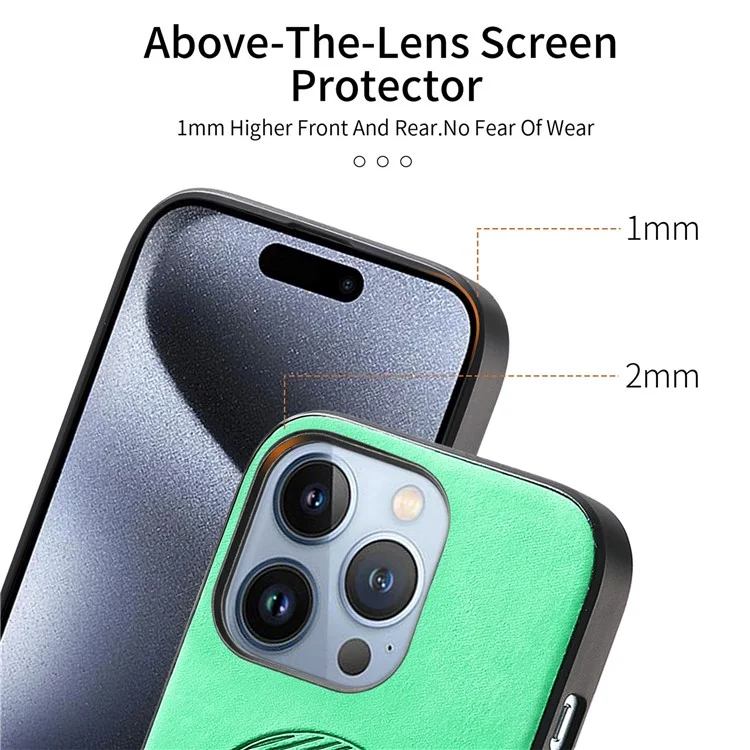 Für iPhone 15 Pro Leather Back Case Kompatibel mit MagSafe Skin-Touch Phone Cover - Grün