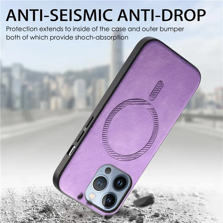 Für iPhone 15 Pro Leather Back Case Kompatibel mit MagSafe Skin-Touch Phone Cover - Grün