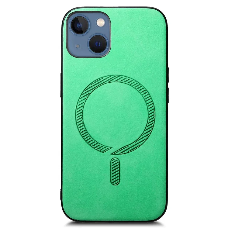 Étui en cuir pour iPhone 13 compatible avec MagSafe Skin-Touch Phone Cover - Vert