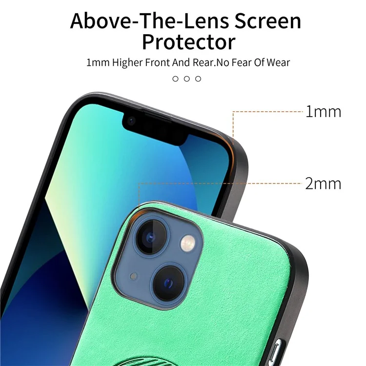Étui en cuir pour iPhone 13 compatible avec MagSafe Skin-Touch Phone Cover - Vert