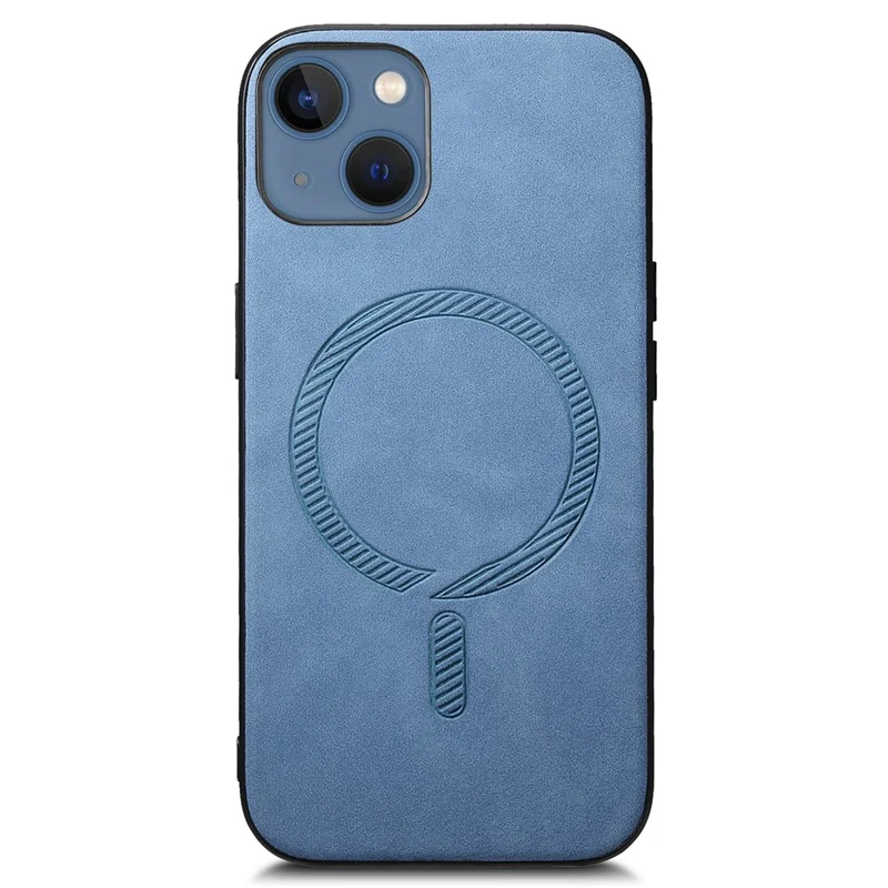 For iPhone 13 Læderbagside Case Kompatibel med MagSafe Hudfølelses Telefonbeskyttelse - Blå