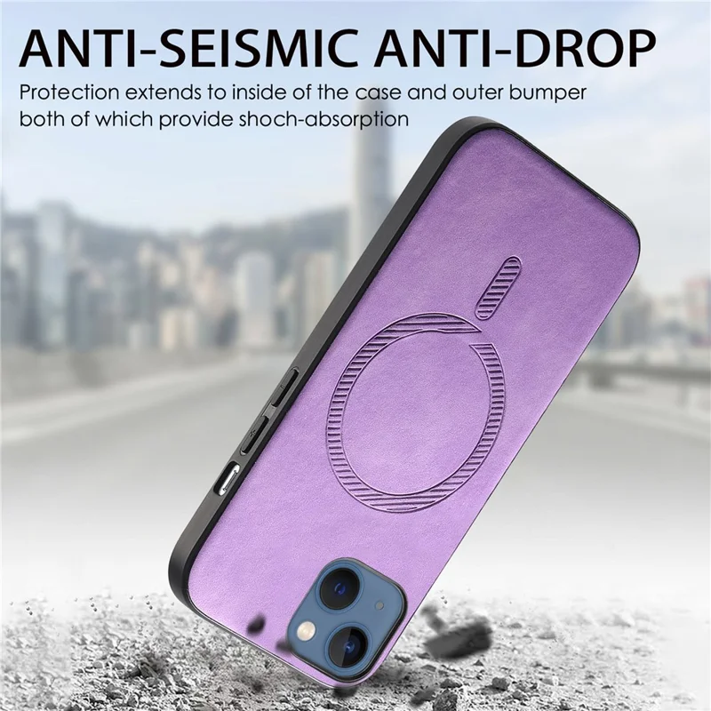 For iPhone 13 Læderbagside Case Kompatibel med MagSafe Hudfølelses Telefonbeskyttelse - Blå