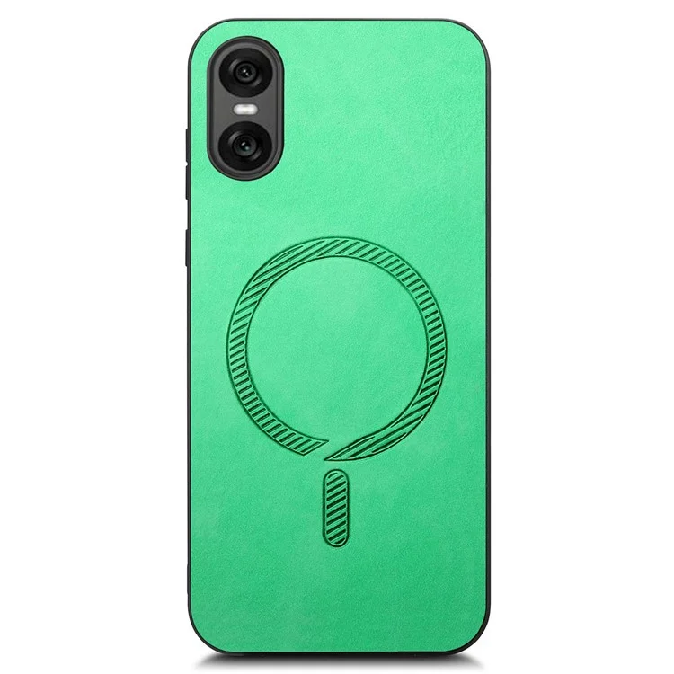 For Sony Xperia 10 VI Leather Back Case Compatible with MagSafe Skin-Touch Phone Cover - Green