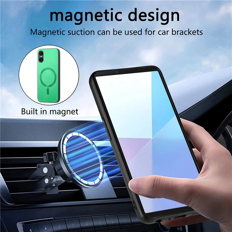 For Sony Xperia 10 VI Leather Back Case Compatible with MagSafe Skin-Touch Phone Cover - Green