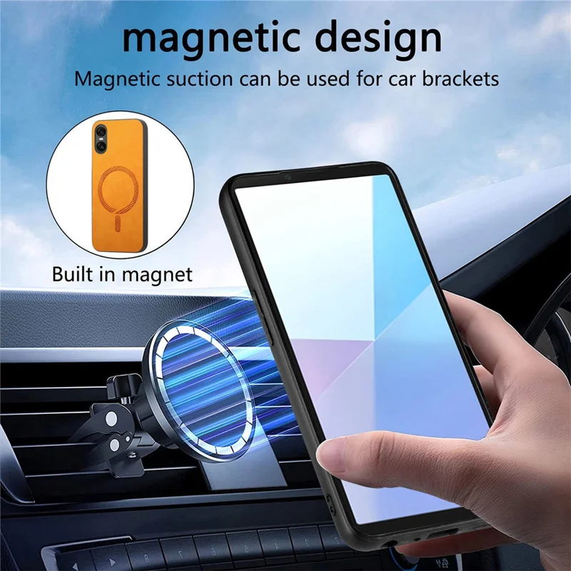 For Sony Xperia 10 VI Leather Back Case Compatible with MagSafe Skin-touch Phone Cover - Black