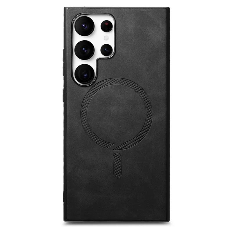 For Samsung Galaxy S24 Ultra Leather Back Magnetic Case Skin-touch Phone Cover - Black