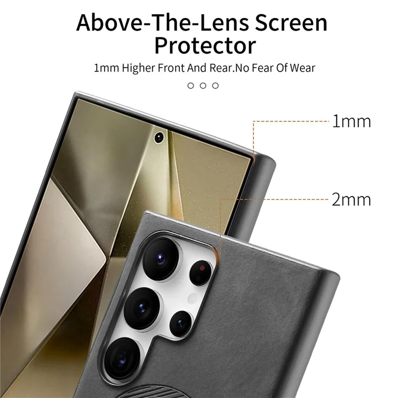 For Samsung Galaxy S24 Ultra Leather Back Magnetic Case Skin-touch Phone Cover - Black