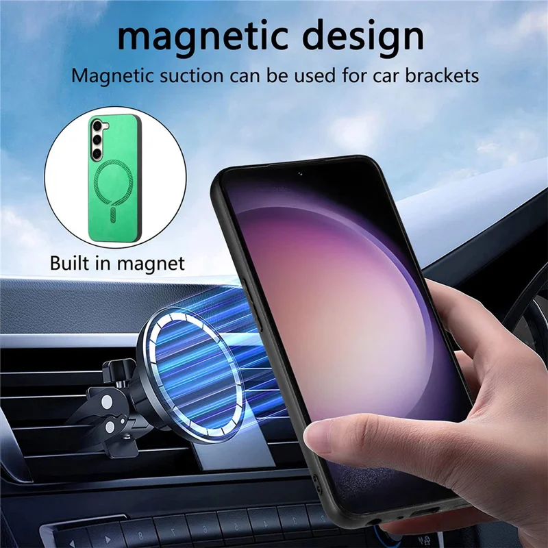 For Samsung Galaxy S23 Leather Back Magnetic Case Skin-touch Phone Cover - Blue