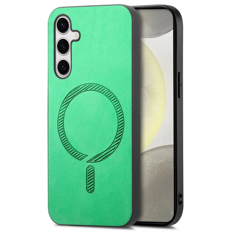 For Samsung Galaxy S24+ Leather Back Magnetic Case Skin-Touch Phone Cover - Green