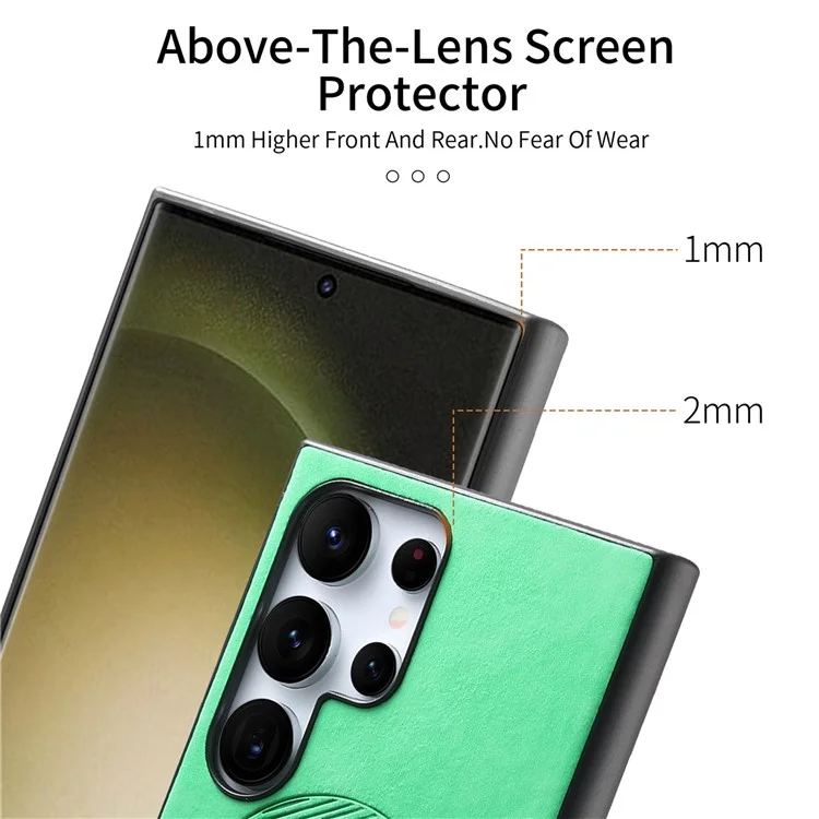 Für Samsung Galaxy S23 Ultra Leder-Rückseiten-Hülle kompatibel mit MagSafe Skin-Touch Handyhülle - Grün