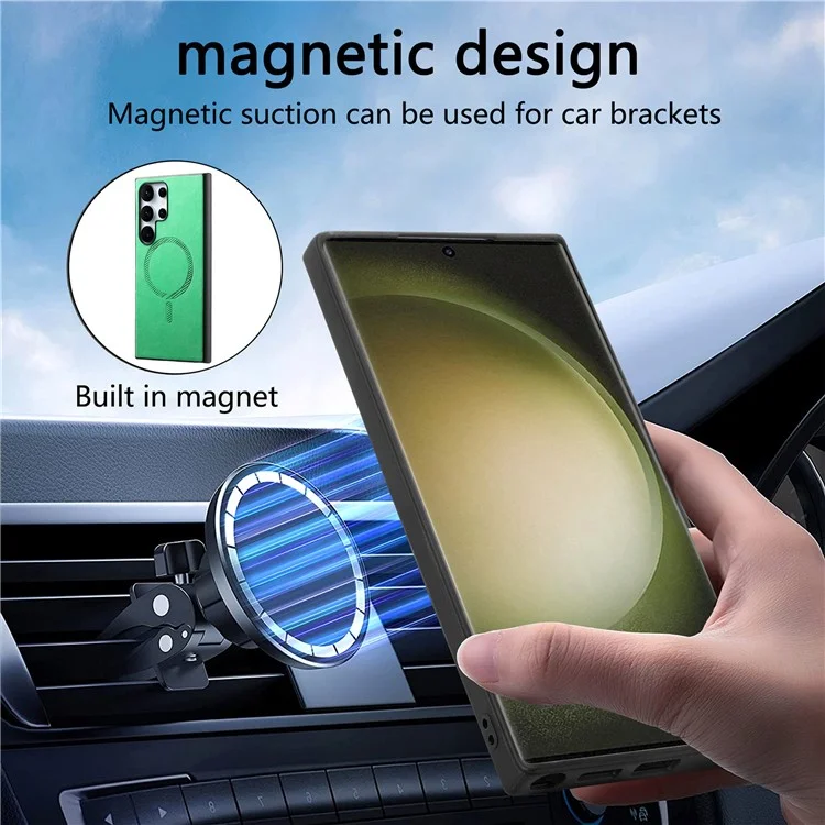 Für Samsung Galaxy S23 Ultra Leder-Rückseiten-Hülle kompatibel mit MagSafe Skin-Touch Handyhülle - Grün