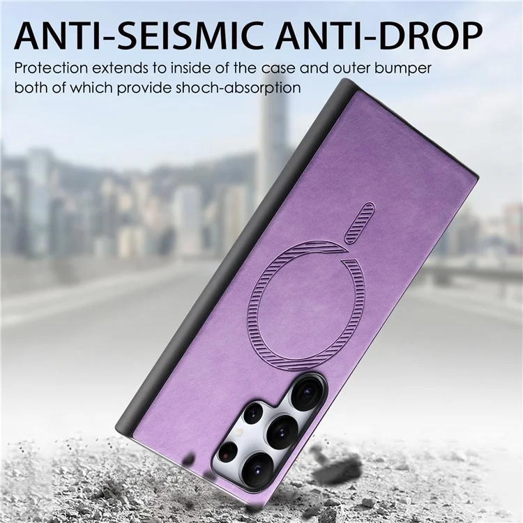 Für Samsung Galaxy S23 Ultra Leder-Rückseiten-Hülle kompatibel mit MagSafe Skin-Touch Handyhülle - Grün