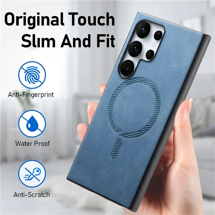 Für Samsung Galaxy S23 Ultra Leder-Rückseiten-Hülle kompatibel mit MagSafe Skin-Touch Handyhülle - Grün