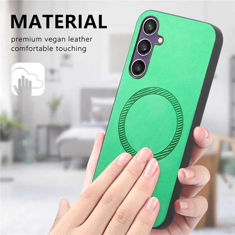 Per Samsung Galaxy S23 FE Custodia in Pelle Posteriore Compatibile con MagSafe Skin-Touch Cover Telefonica - Verde