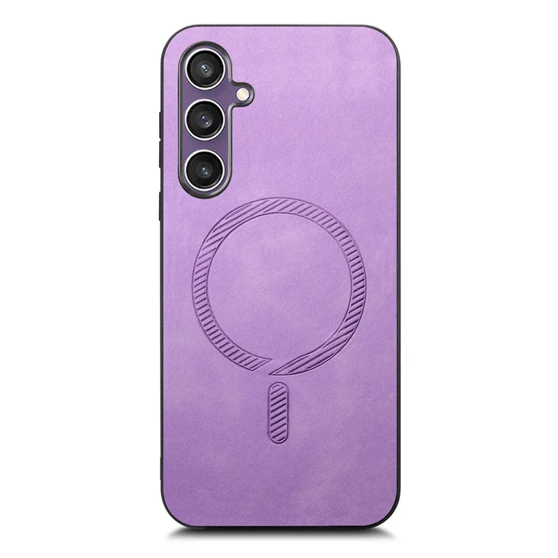 For Samsung Galaxy S23 FE Leather Back Case Magnetic Case Skin-touch Phone Cover - Purple