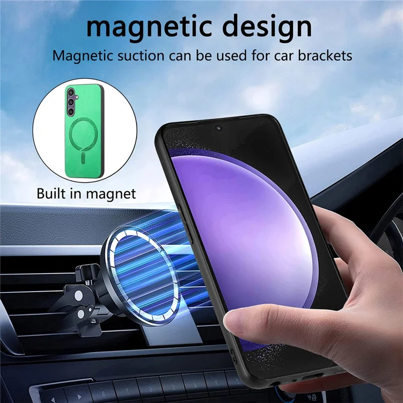 For Samsung Galaxy S23 FE Leather Back Case Magnetic Case Skin-touch Phone Cover - Purple