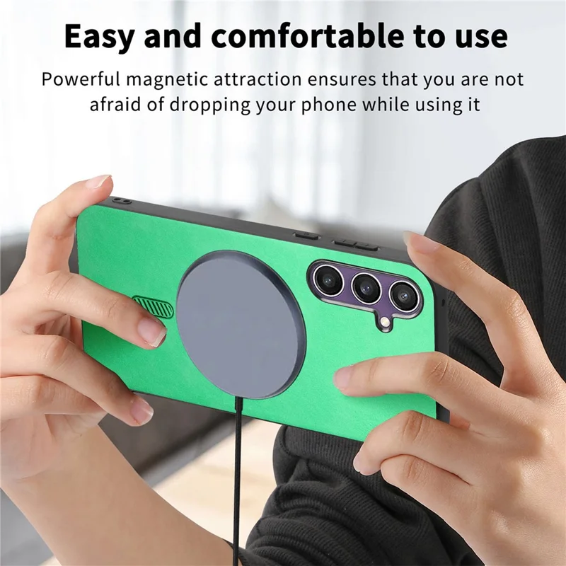 For Samsung Galaxy S23 FE Leather Back Case Magnetic Case Skin-touch Phone Cover - Purple