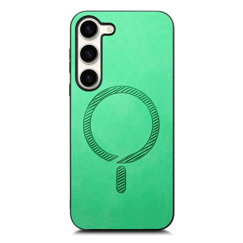 For Samsung Galaxy S23+ Leather Back Magnetic Case Skin-Touch Phone Cover - Green