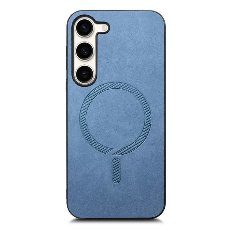 For Samsung Galaxy S23+ Leather Back Magnetic Case Skin-touch Phone Cover - Blue