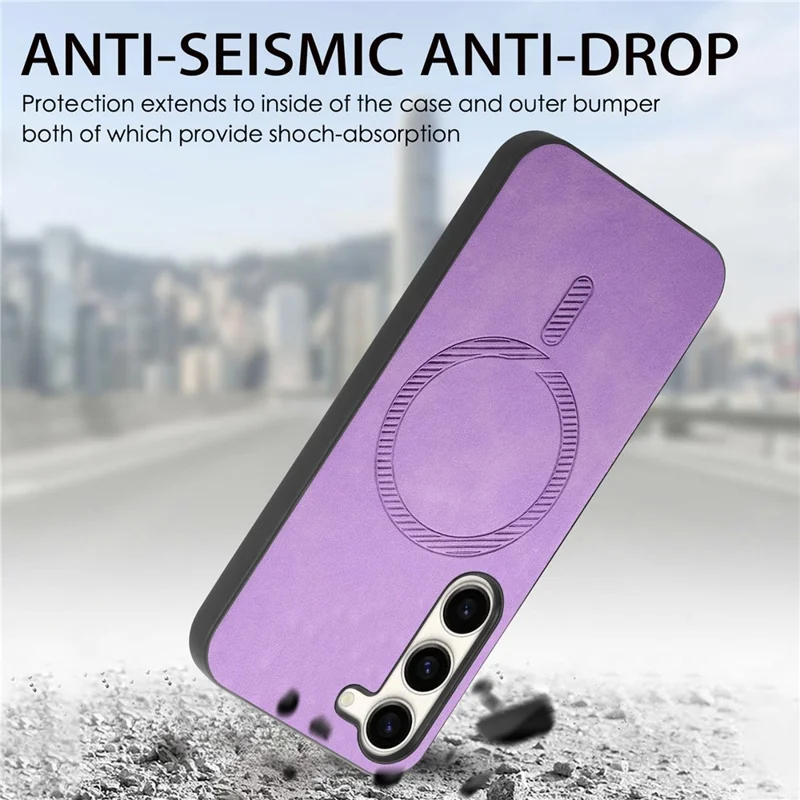 For Samsung Galaxy S23+ Leather Back Magnetic Case Skin-touch Phone Cover - Blue