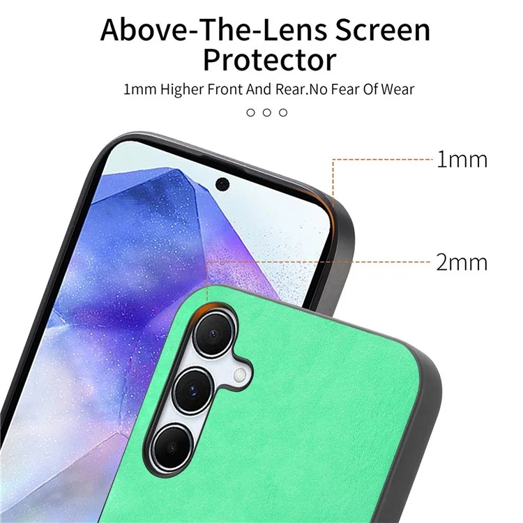 For Samsung Galaxy A55 5G Leather Back Case Compatible with MagSafe Skin-Touch Phone Cover - Green