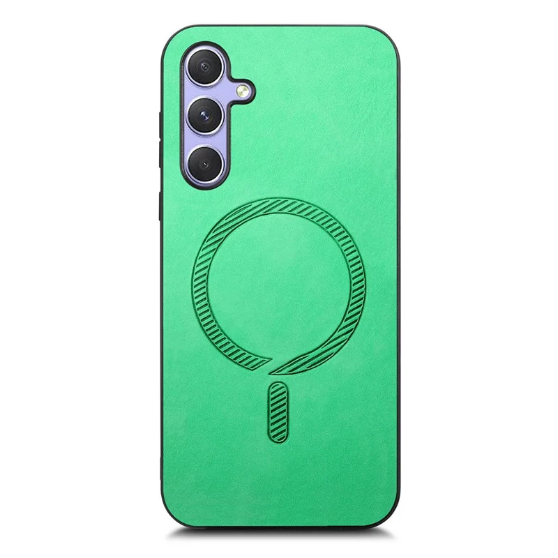 For Samsung Galaxy A54 5G Leather Back Case Compatible with MagSafe Skin-Touch Phone Cover - Green