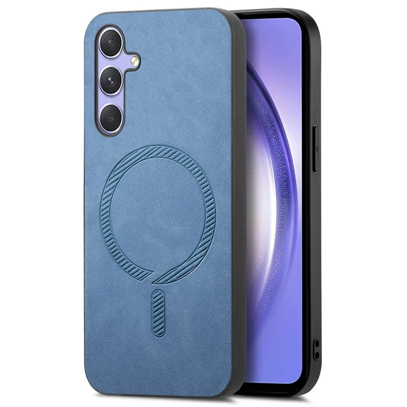 For Samsung Galaxy A54 5G Leather Back Case Magnetic Case Skin-touch Phone Cover - Blue