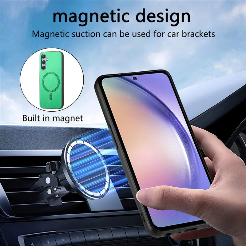 For Samsung Galaxy A54 5G Leather Back Case Magnetic Case Skin-touch Phone Cover - Blue