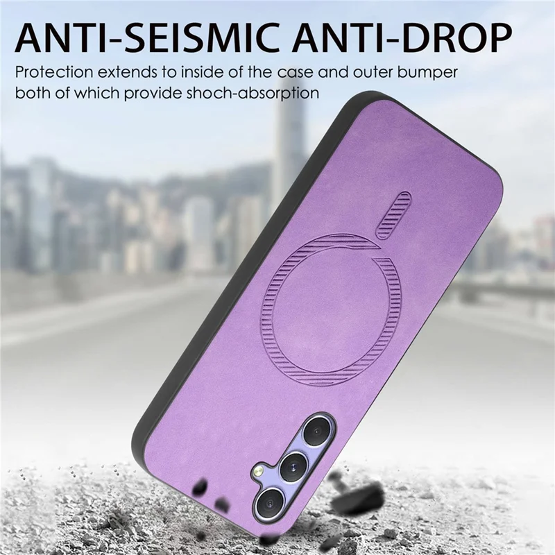 For Samsung Galaxy A54 5G Leather Back Case Magnetic Case Skin-touch Phone Cover - Blue