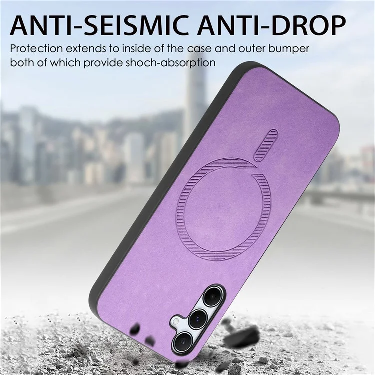 Para Samsung Galaxy A35 5G Leather Back Case Compatible con MagSafe Skin-Touch Phone Cover - Verde