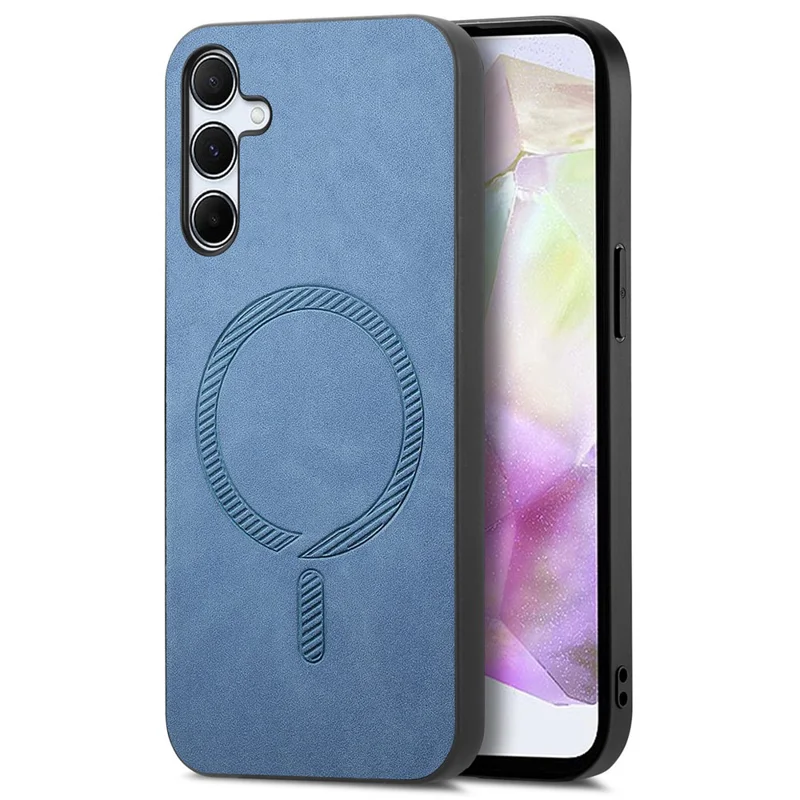 For Samsung Galaxy A35 5G Leather Back Magnetic Case Skin-touch Phone Cover - Blue