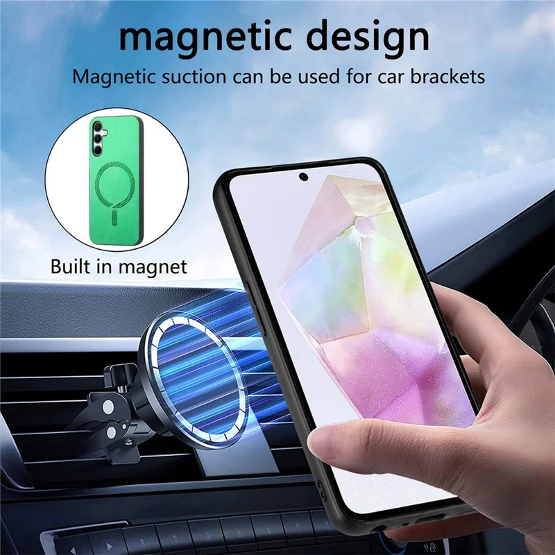 For Samsung Galaxy A35 5G Leather Back Magnetic Case Skin-touch Phone Cover - Blue