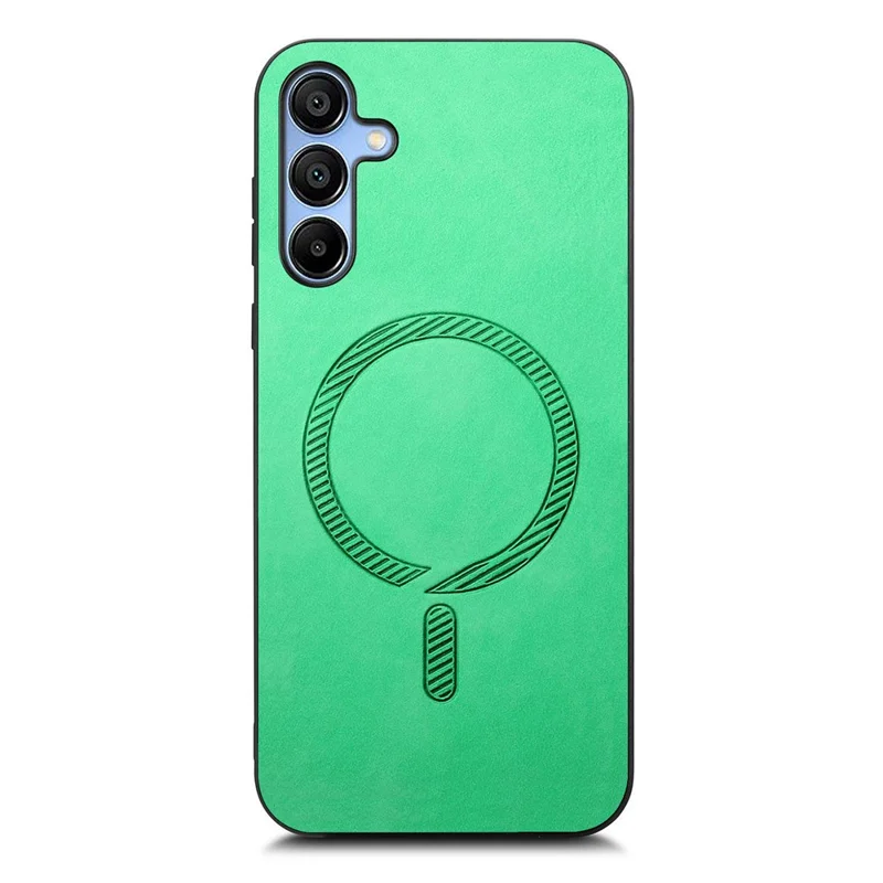 Für Samsung Galaxy A25 5G (Global) (161,0 x 76,5 x 8,3 mm) Leder-Rückseite Kompatibel mit MagSafe Hülle mit Haptik-Oberfläche - Grün