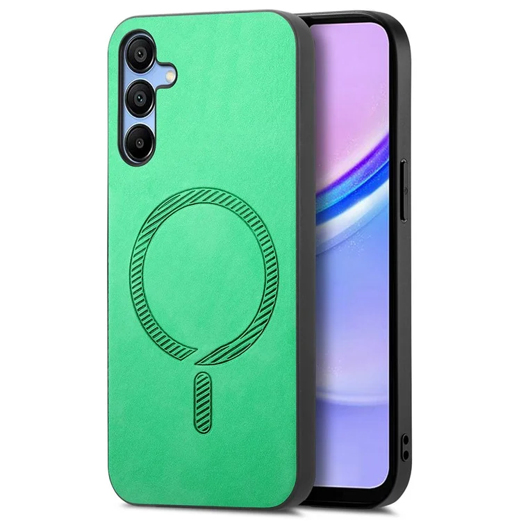 Pour Samsung Galaxy A15 4G / A15 5G Étui en cuir pour le dos Compatible avec MagSafe Housse de téléphone à toucher de peau - Vert