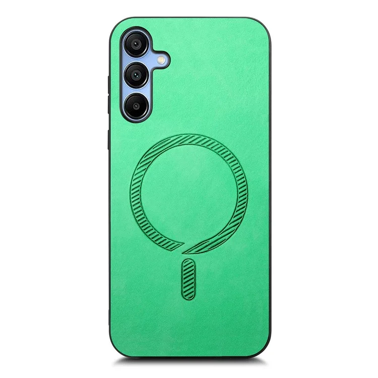 Pour Samsung Galaxy A15 4G / A15 5G Étui en cuir pour le dos Compatible avec MagSafe Housse de téléphone à toucher de peau - Vert