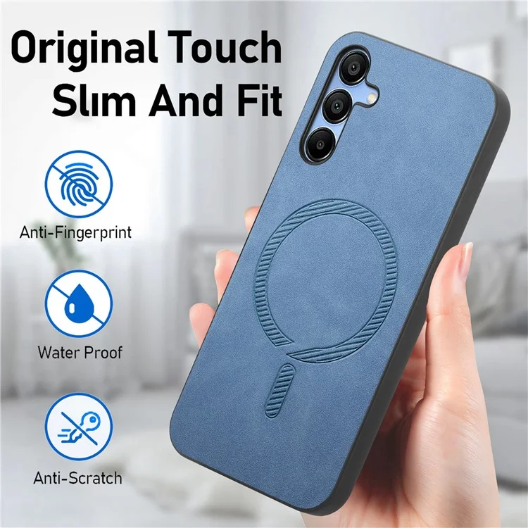 Pour Samsung Galaxy A15 4G / A15 5G Étui en cuir pour le dos Compatible avec MagSafe Housse de téléphone à toucher de peau - Vert