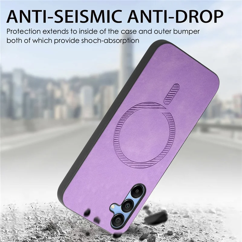 For Samsung Galaxy A15 4G / A15 5G Leather Back Case Magnetic Case Skin-touch Phone Cover - Purple