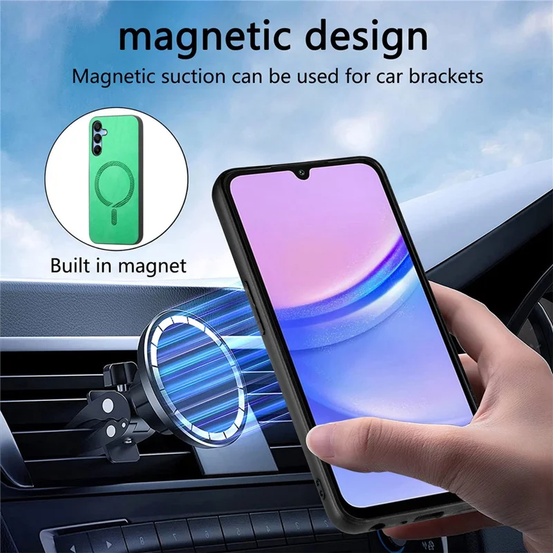 For Samsung Galaxy A15 4G / A15 5G Leather Back Case Magnetic Case Skin-touch Phone Cover - Purple