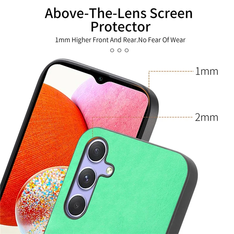 For Samsung Galaxy A14 5G  /  A14 4G Leather Back Magnetic Case Skin-Touch Phone Cover - Green