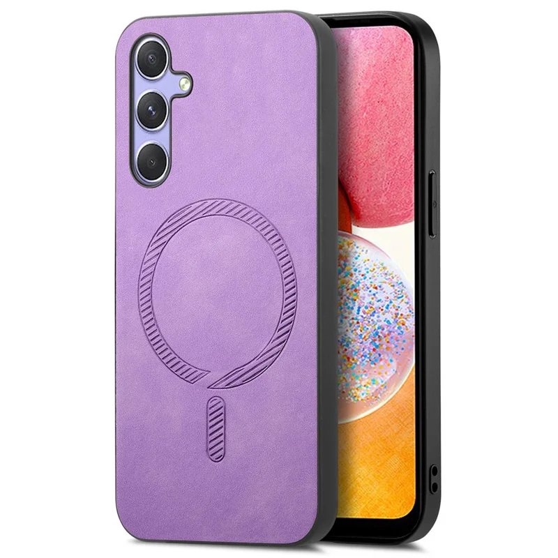 For Samsung Galaxy A14 5G  /  A14 4G Leather Back Magnetic Case Skin-touch Phone Cover - Purple