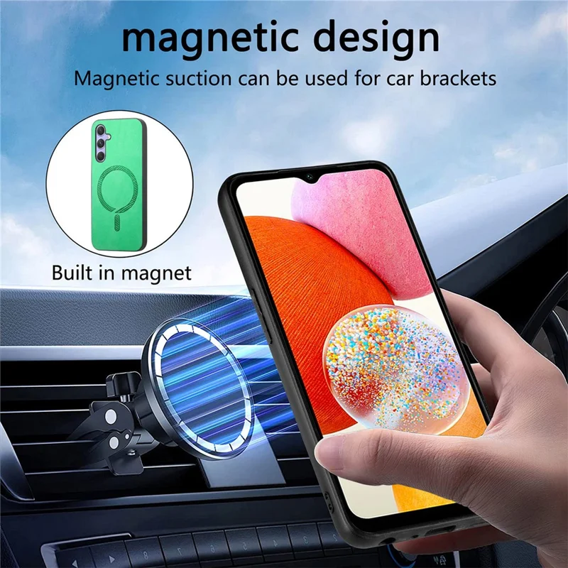 For Samsung Galaxy A14 5G  /  A14 4G Leather Back Magnetic Case Skin-touch Phone Cover - Purple