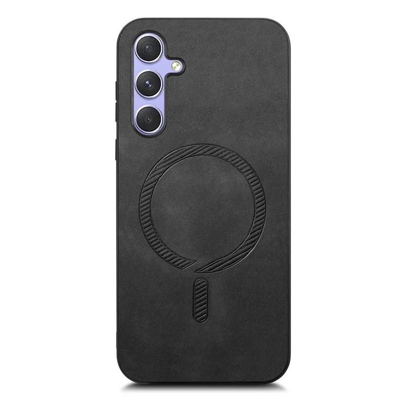For Samsung Galaxy A14 5G  /  A14 4G Leather Back Case Compatible with MagSafe Skin-touch Phone Cover - Black