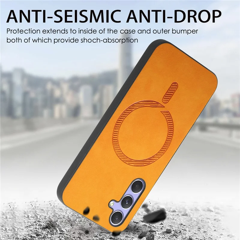 For Samsung Galaxy A14 5G  /  A14 4G Leather Back Case Compatible with MagSafe Skin-touch Phone Cover - Black