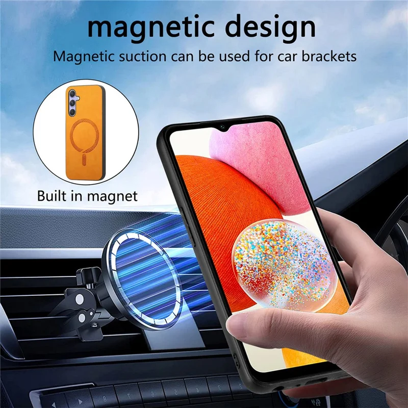 For Samsung Galaxy A14 5G  /  A14 4G Leather Back Magnetic Case Skin-touch Phone Cover - Pink