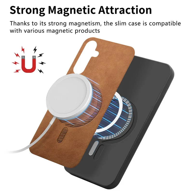 For Samsung Galaxy A14 5G  /  A14 4G Leather Back Magnetic Case Skin-touch Phone Cover - Pink