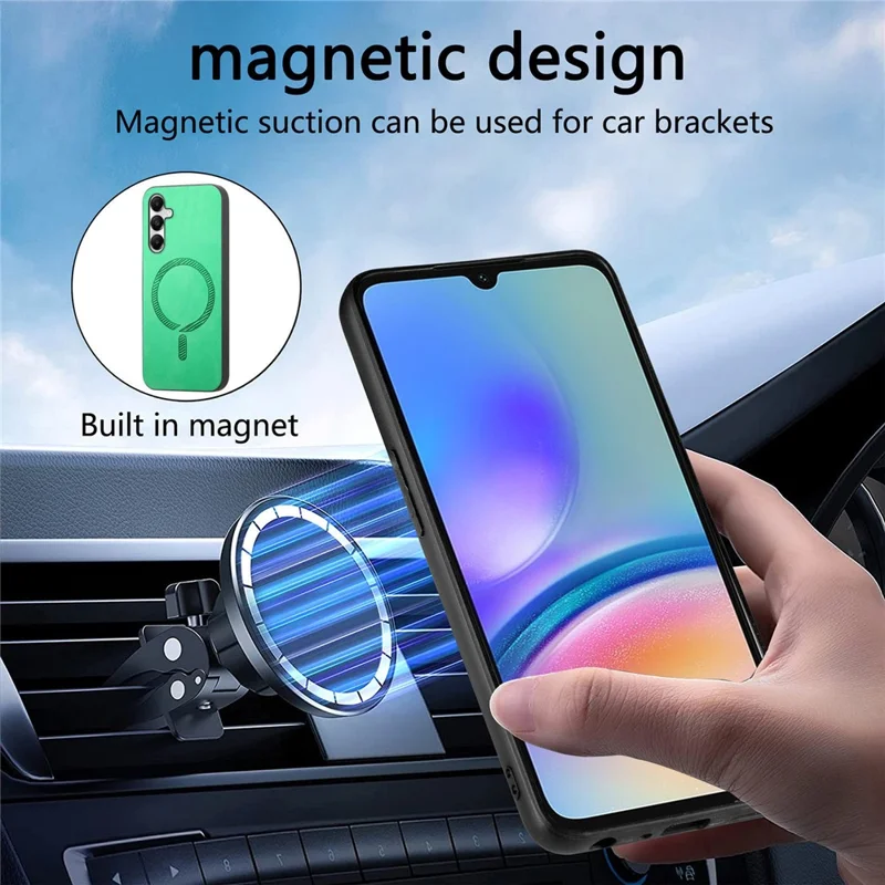 Pour Samsung Galaxy A05s 4G Étui de protection arrière en cuir compatible avec MagSafe Housse de téléphone touch skin - Violet